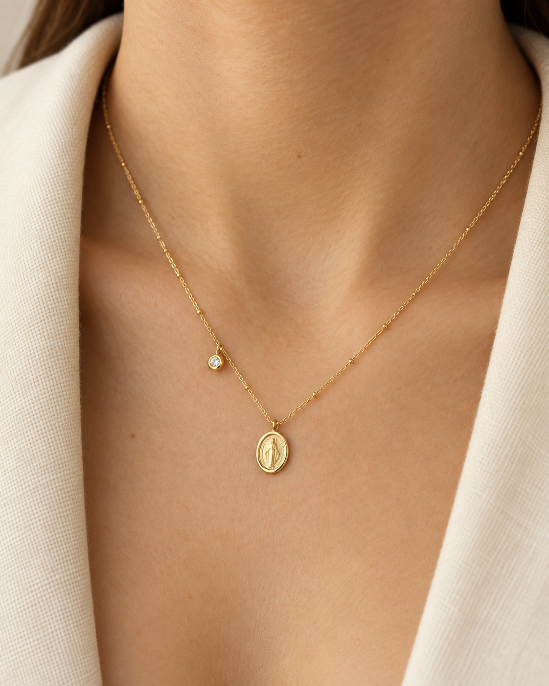 Mini Milagrosa With CZ Necklace
