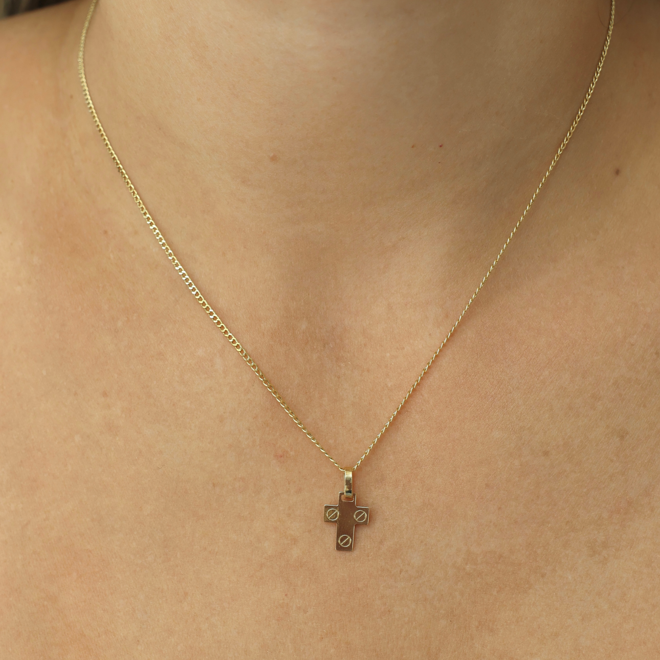 Small Flat Cross Necklace