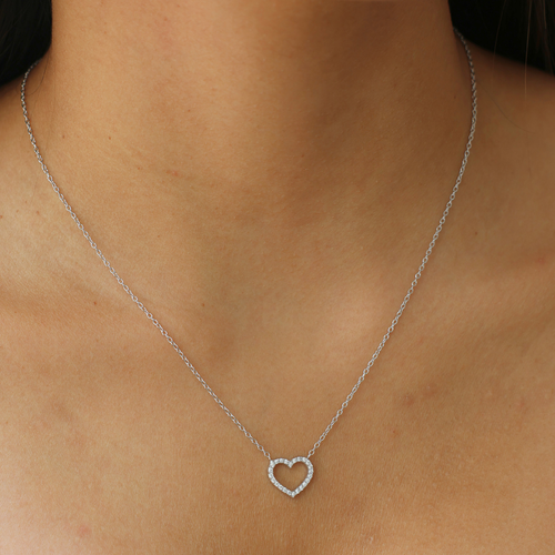Open Heart Zirconia Necklace