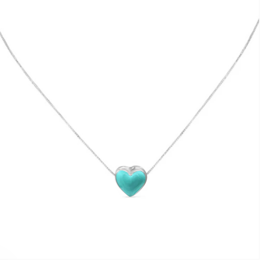 Turquoise Heart Puff Necklace