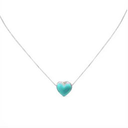 Turquoise Heart Puff Necklace