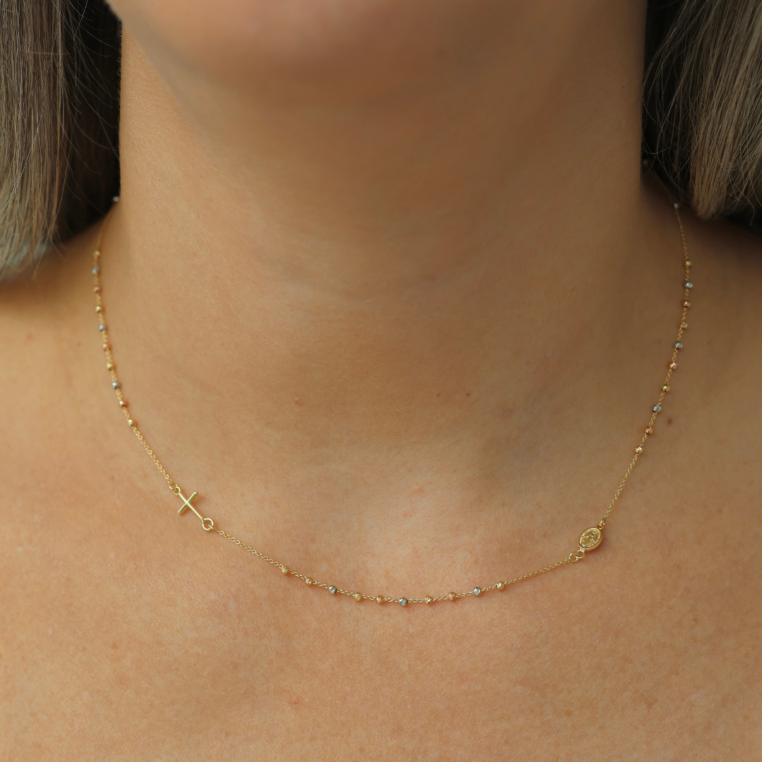 Small Diamond Cut Rosary Chocker