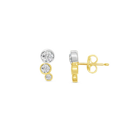 Two Tone Circle cz Stud