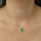Cross Emerald With Diamond Necklace G/C