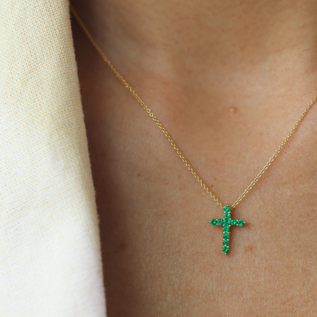 Emerald Cross Necklace