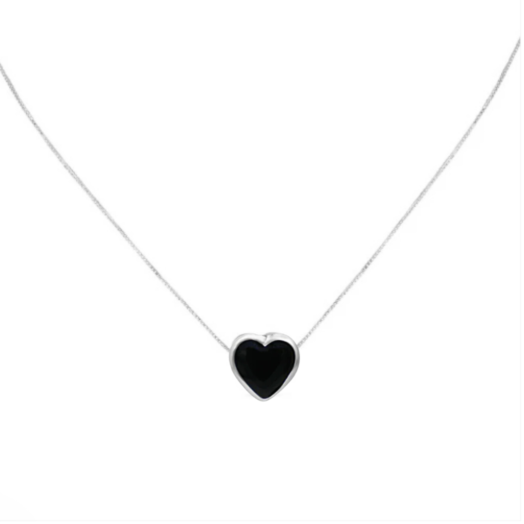 Black Heart Puff Necklace