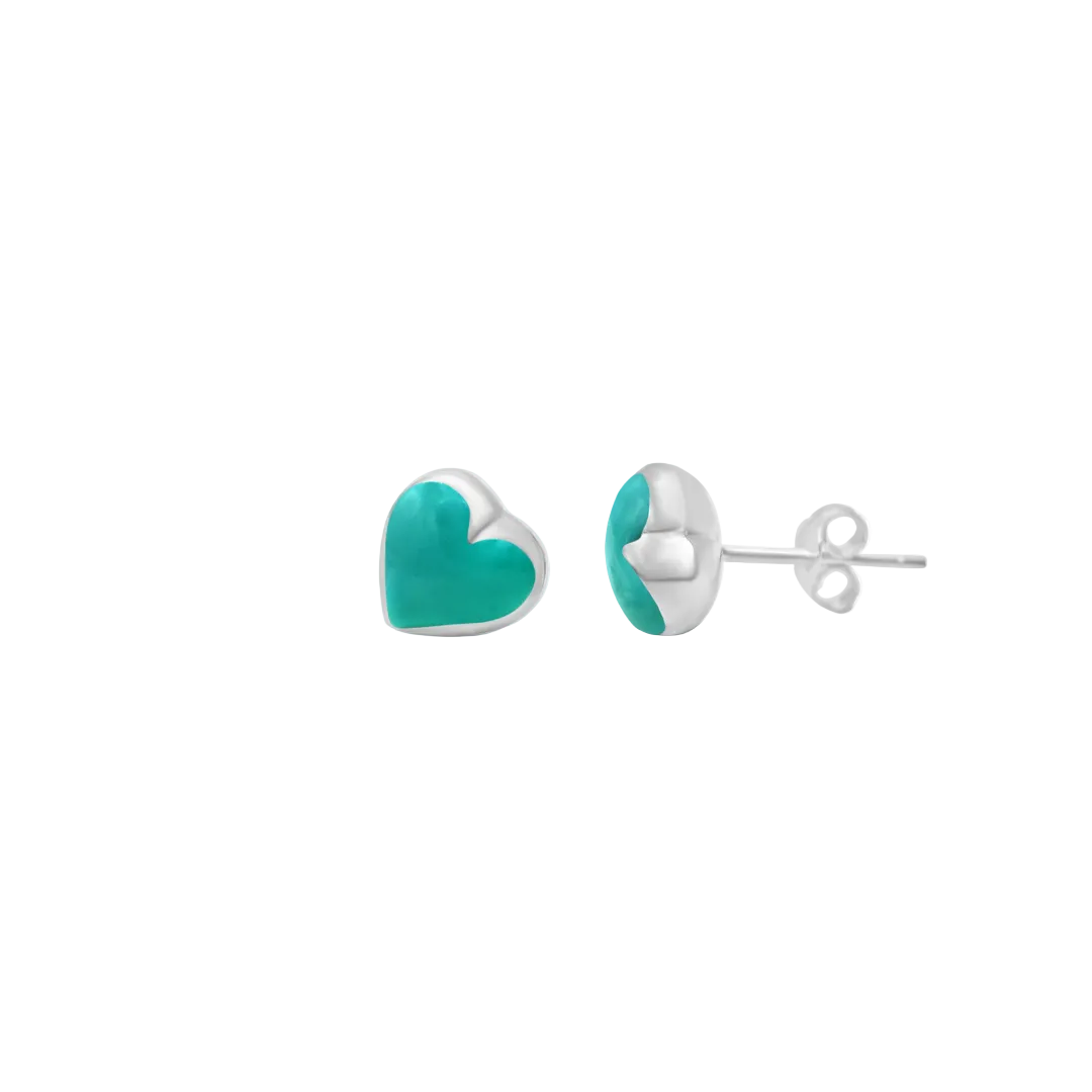 Turquoise Heart Puff Stud Medium