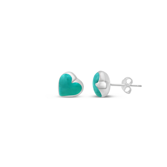 Turquoise Heart Puff Stud Medium