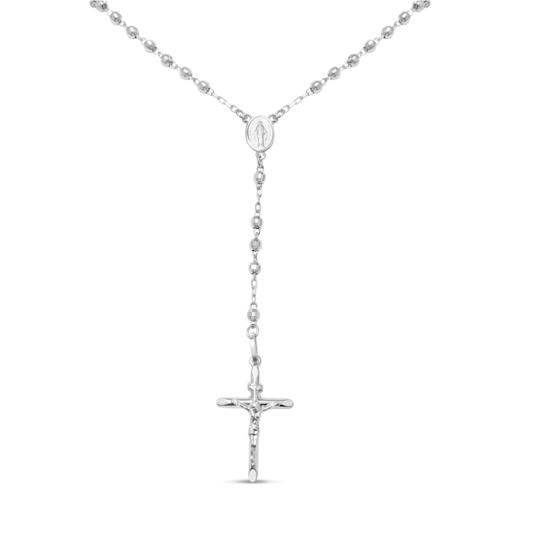 Diamond Cut Rosary White Gold