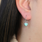 Turquoise Heart Puff Huggies white gold