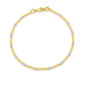 Balls and Diamond Cut Stick Bracelet Two Tone