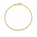 Balls and Diamond Cut Stick Bracelet Two Tone