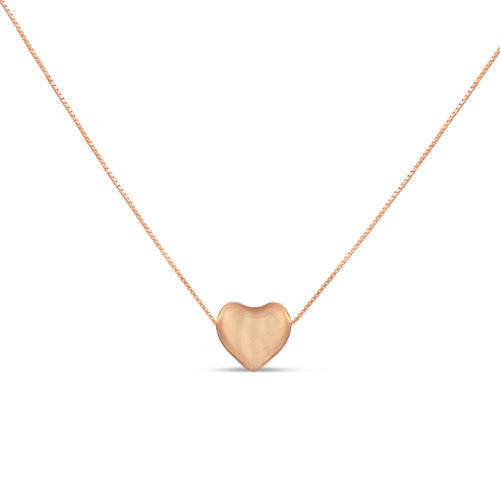 Rose Gold Heart Puff Necklace