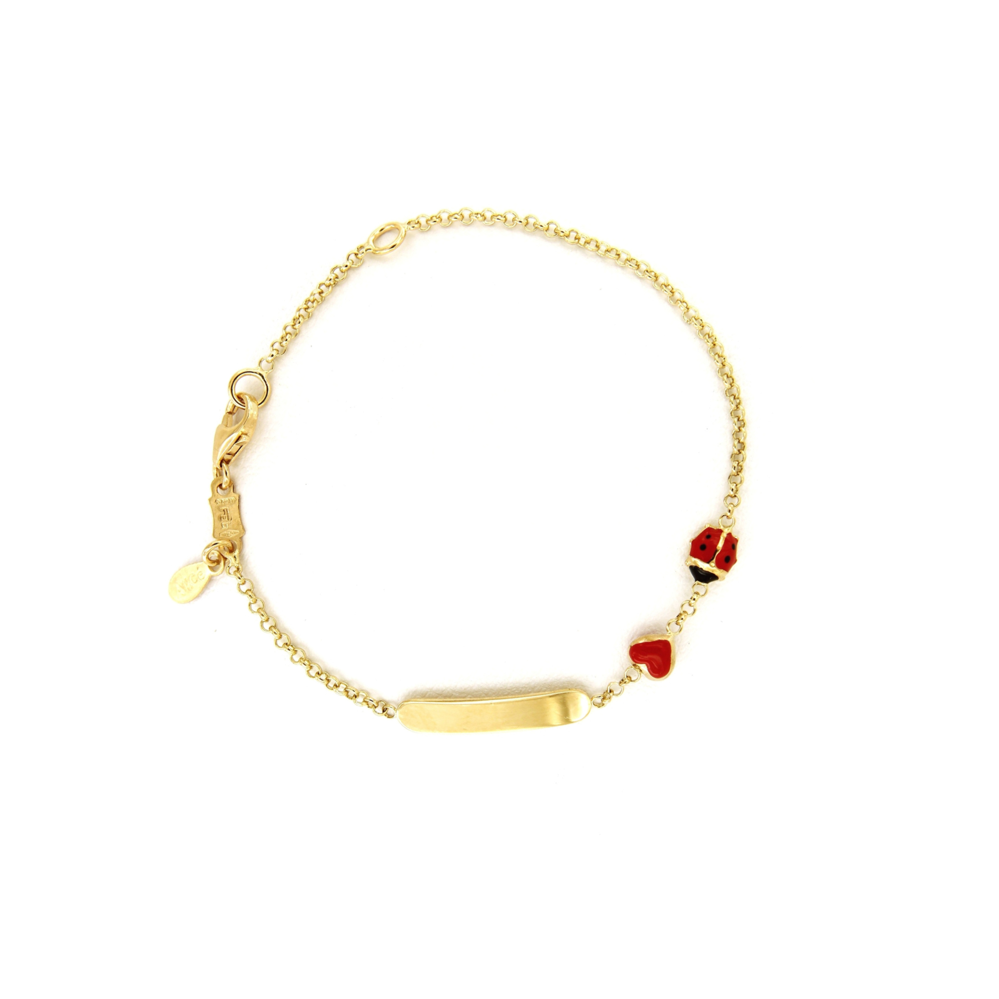 Red Heart and Ladybug Baby Bracelet