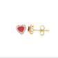 Diamond and Rubi Heart Stud G/C