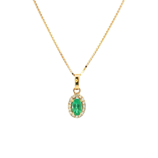 Oval Emerald With Diamond Necklace G/C