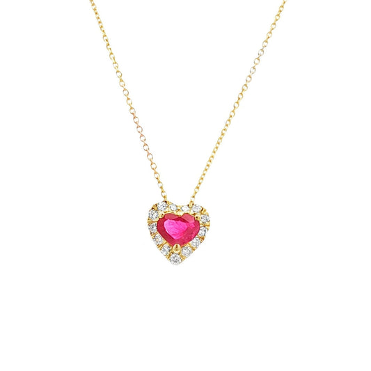 Diamond and Ruby Heart Necklace G/C