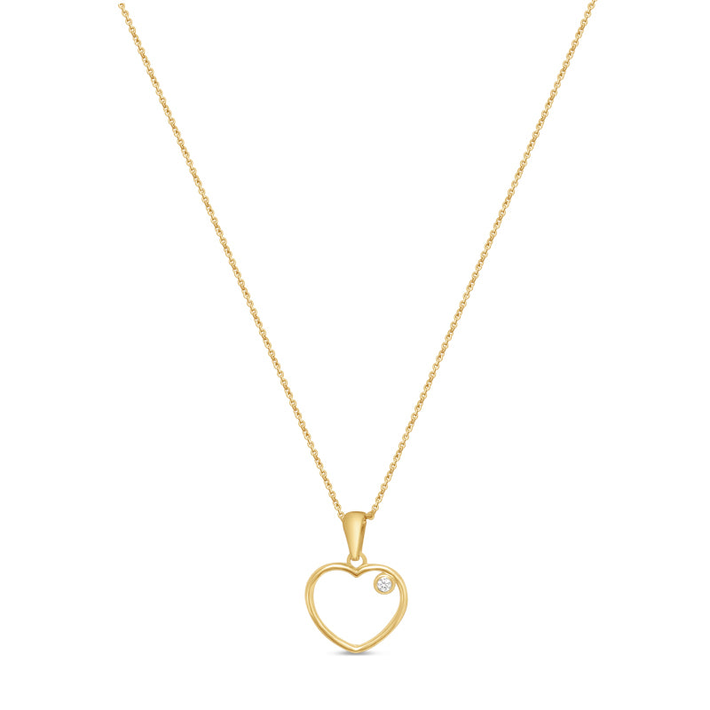 Open Heart With CZ Necklace