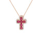 Diamond and Rubi Solid Cross Necklace G/C