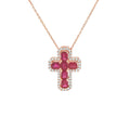 Diamond and Rubi Solid Cross Necklace G/C