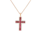 Diamond and Rubi Cross Necklace