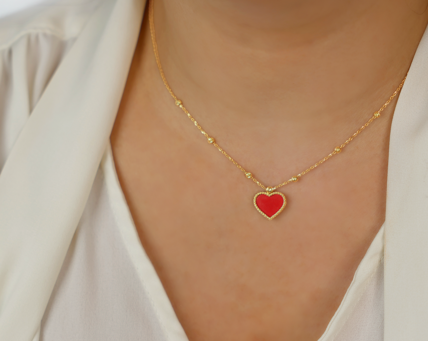 Necklace Solid Heart Red