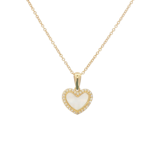 Mother Pearl Heart With Cz Necklace