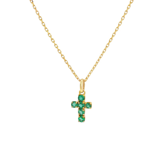 Emerald Cross Small Necklace