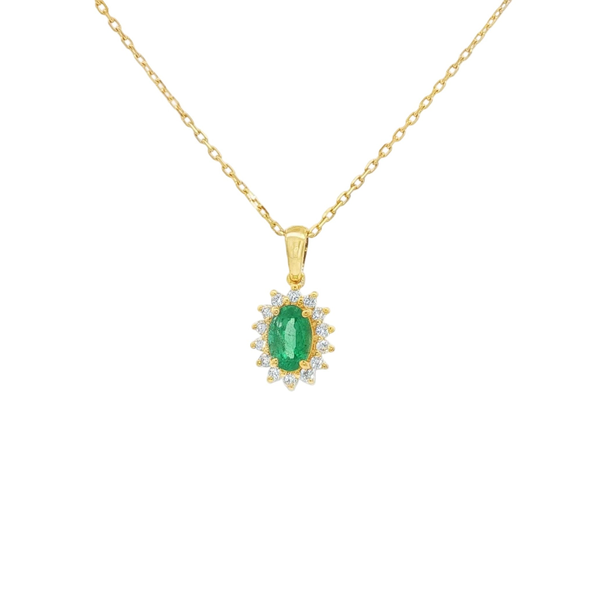 Emerald With Diamond Necklace