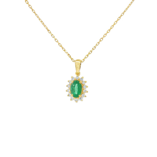 Emerald With Diamond Necklace