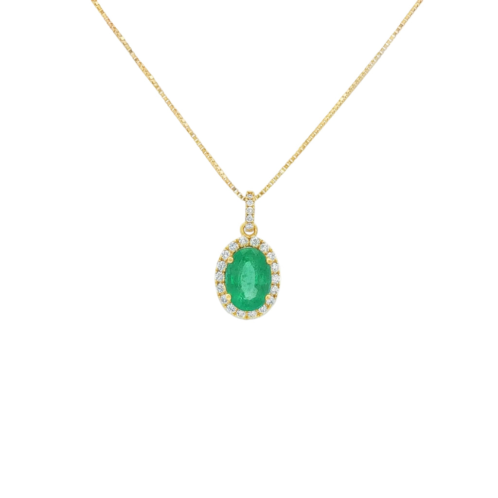 Oval Emerald With Diamond Necklace G/C