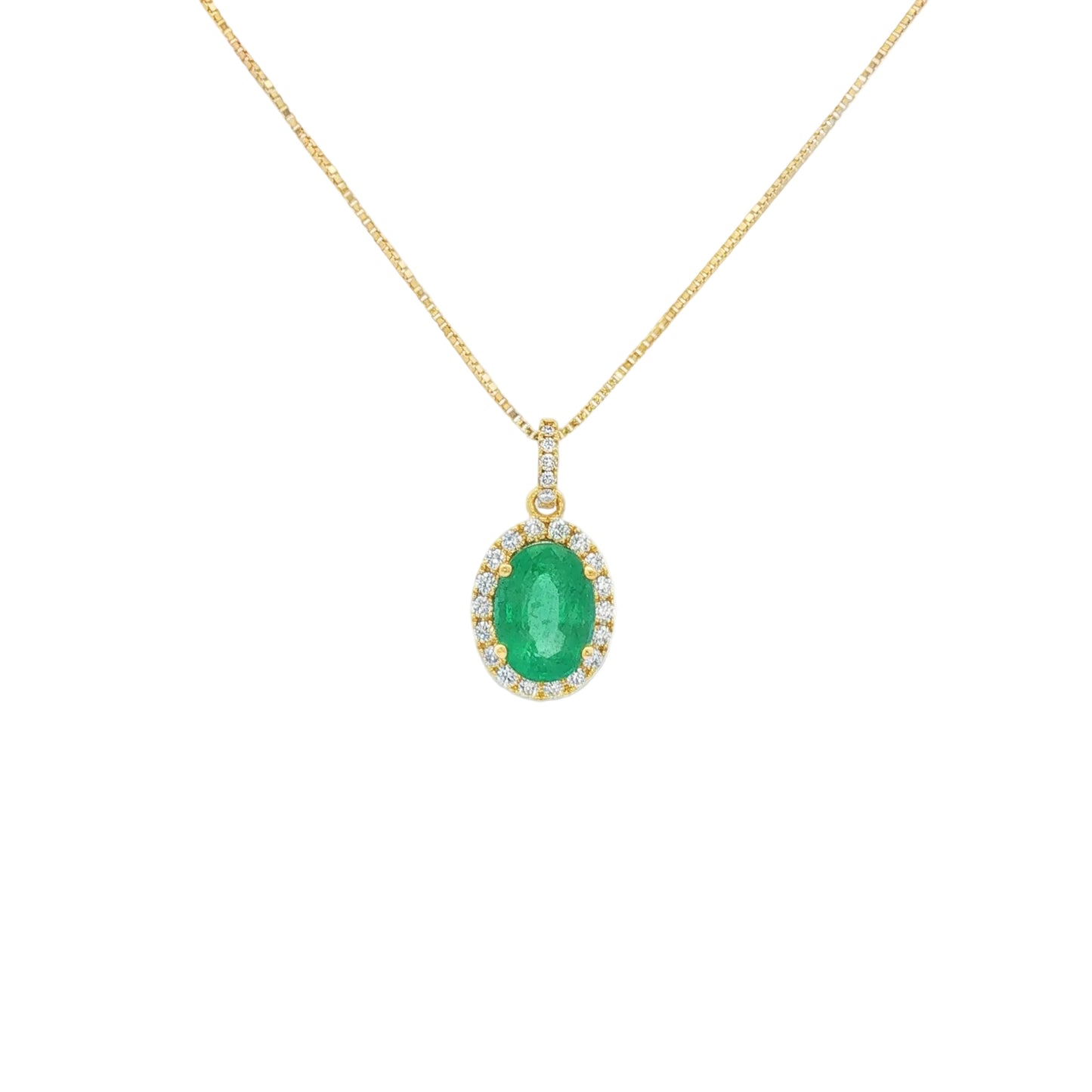 Oval Emerald With Diamond Necklace G/C