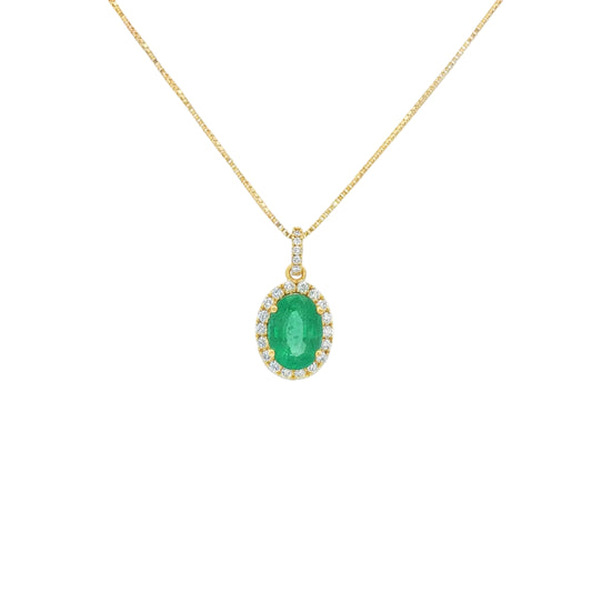Oval Emerald With Diamond Necklace G/C