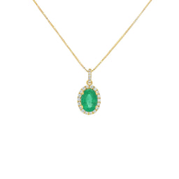 Oval Emerald With Diamond Necklace G/C