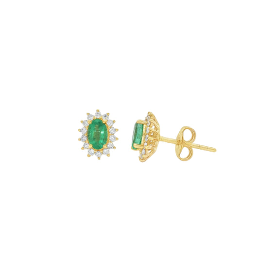 Emerald With Diamond Stud