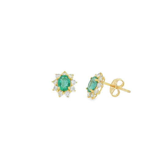 Diamond With Emerald Stud