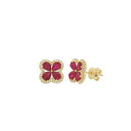 Flower Diamond With Rubi Stud