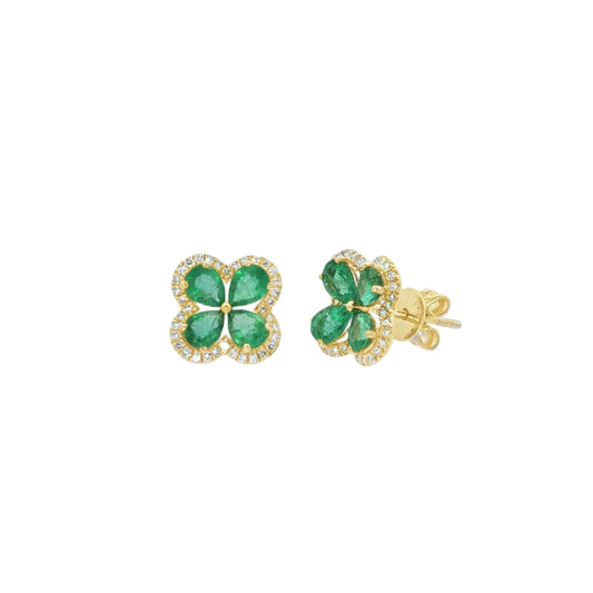 Flower Diamond With Emerald Stud