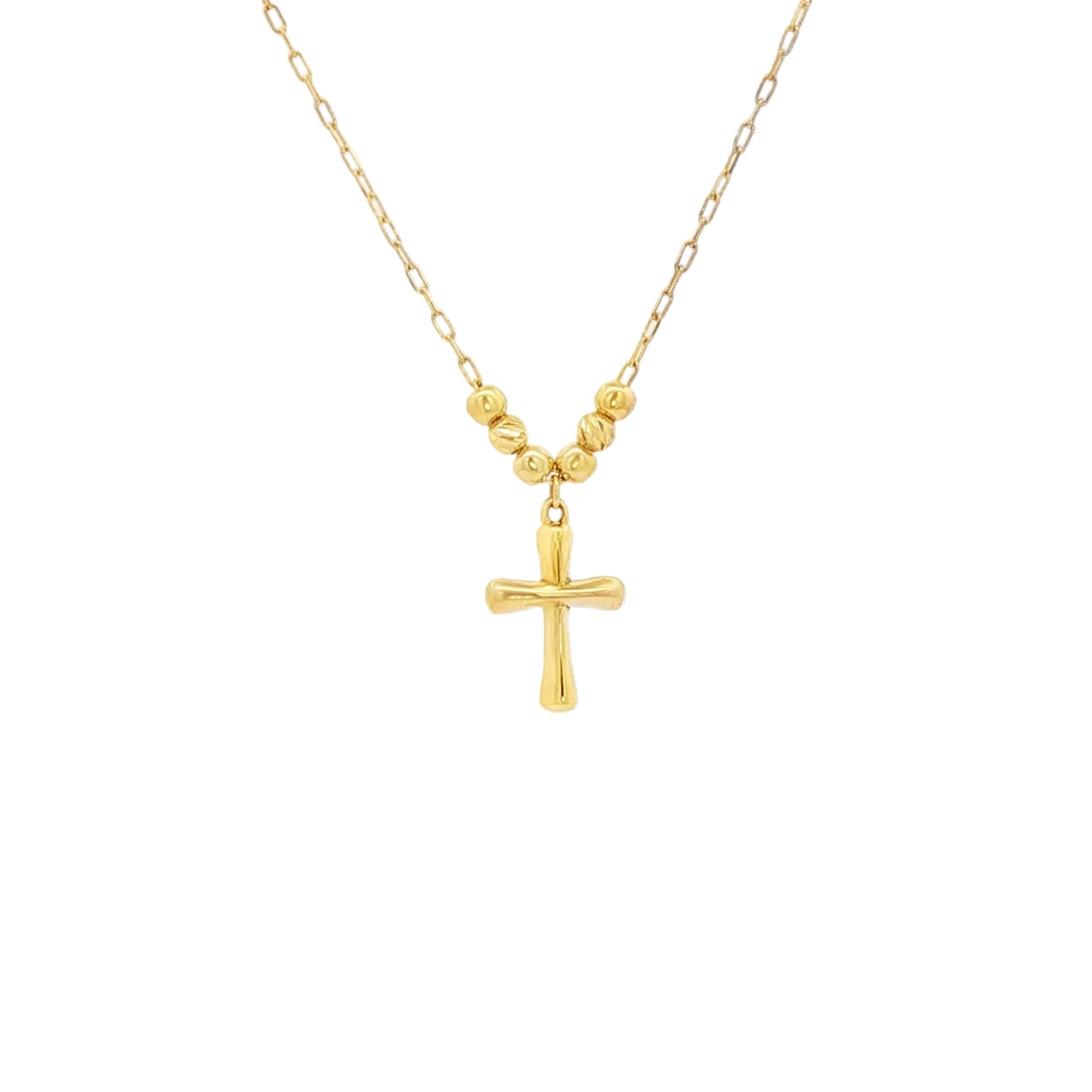 Cross With Diamond Cut Balls Necklace