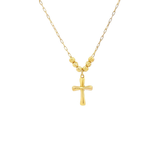 Cross With Diamond Cut Balls Necklace