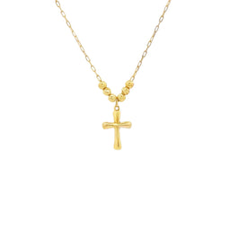 Cross With Diamond Cut Balls Necklace