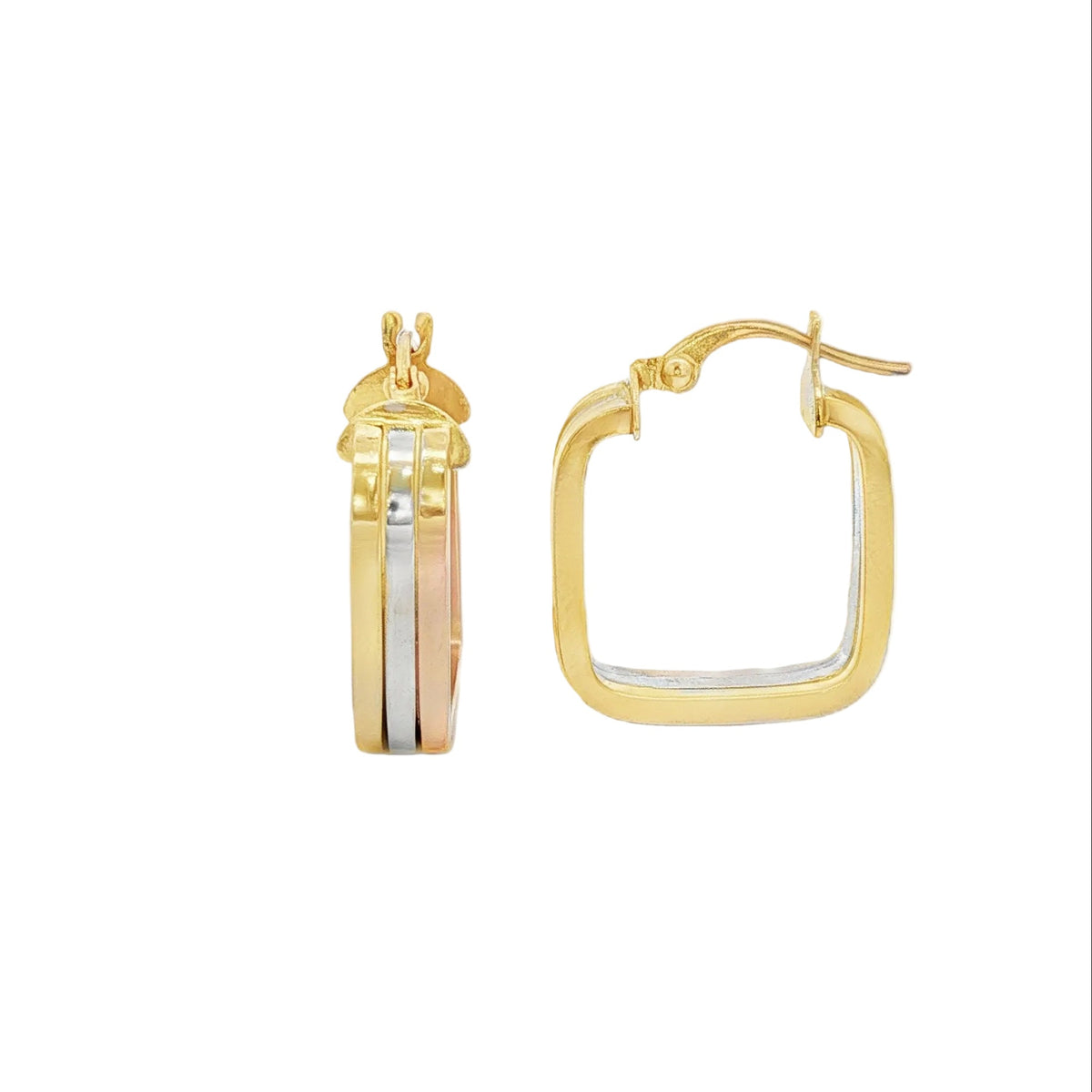 Square Tri Tone Hoops