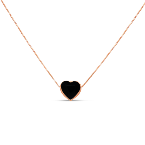 Black Heart Puff Necklace