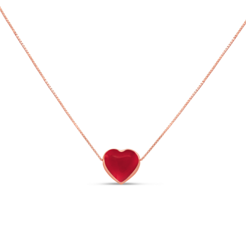 Necklace Red Heart Puff