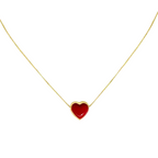 Heart Puff Necklace Red