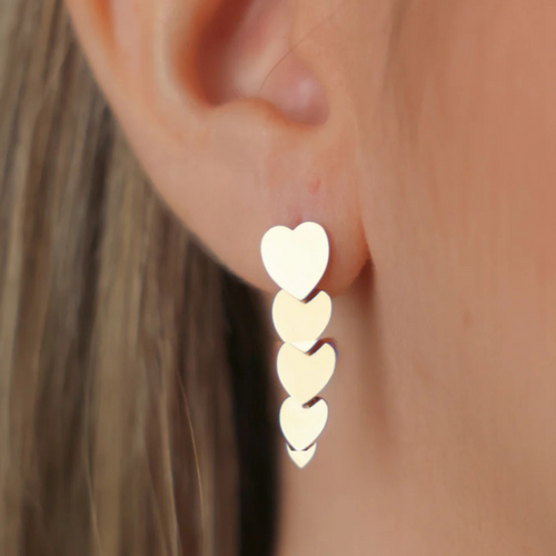 Five Large Heart Stud