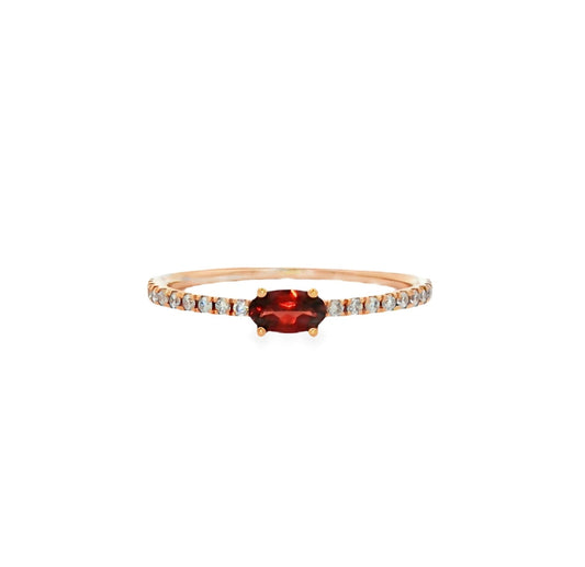 Garnet With Diamond Band