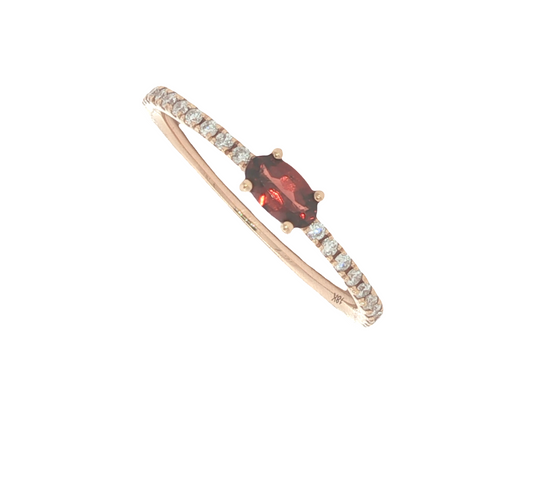 Garnet With Diamond Band