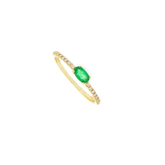 Emerald With Diamond Band