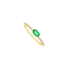 Emerald With Diamond Band